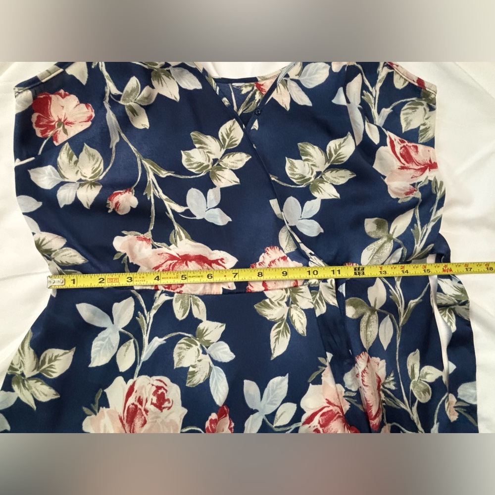Blue Floral Faux-Wrap Dress, Medium, NWOT - Picture 10 of 12